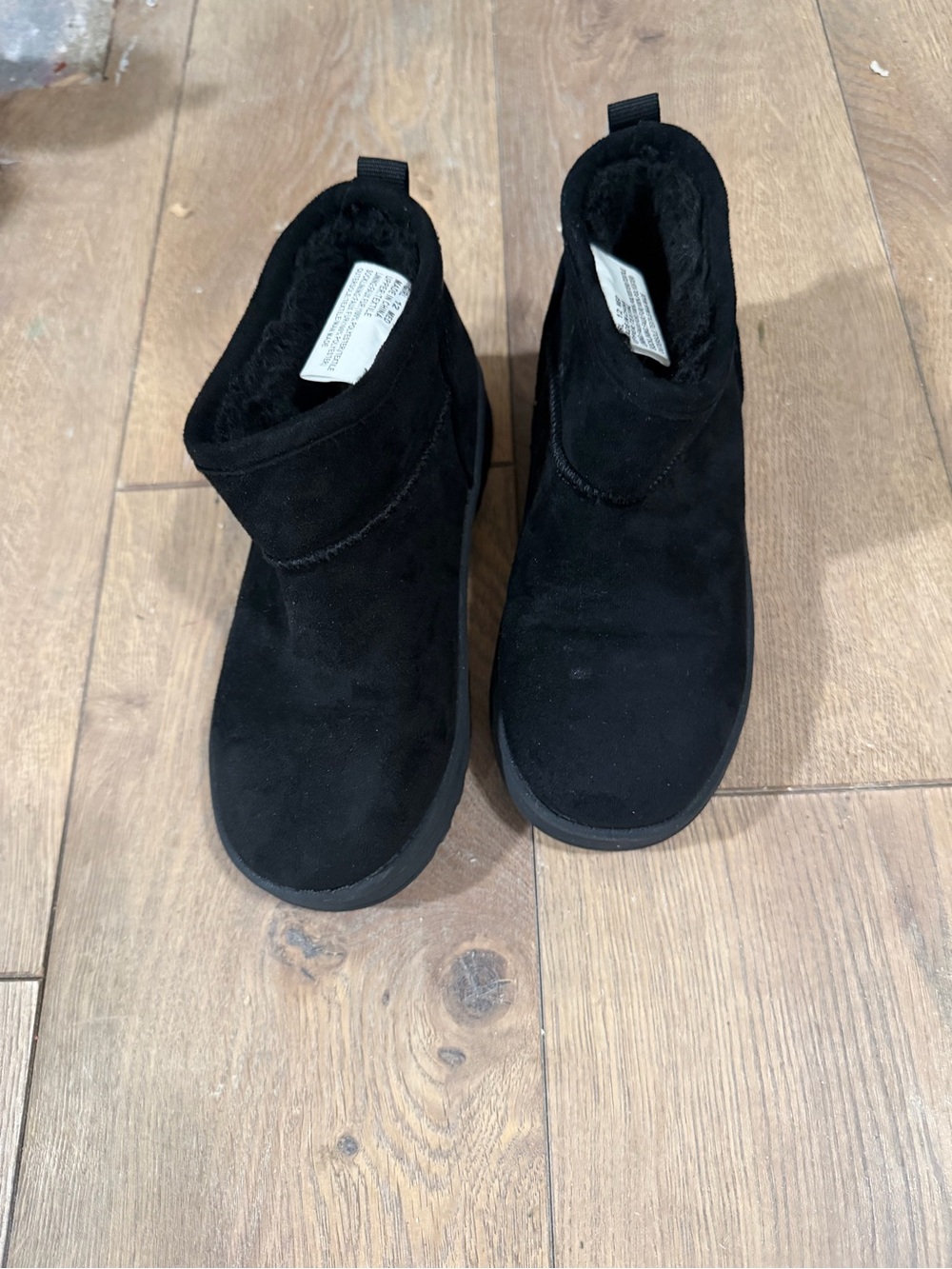 Cat & Jack Black Faux Suede Cozy Ankle Boots for Kids